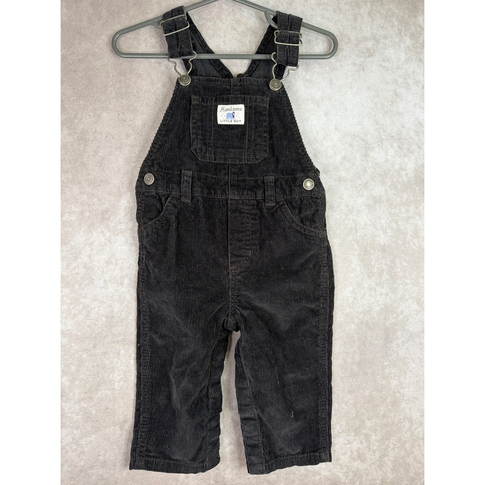 Carter's Corduroy Overalls Boys 12M Black Handsome Little‎ Guy Bib Overalls